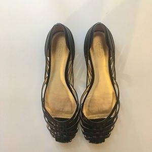 Coach leather woven flats in black